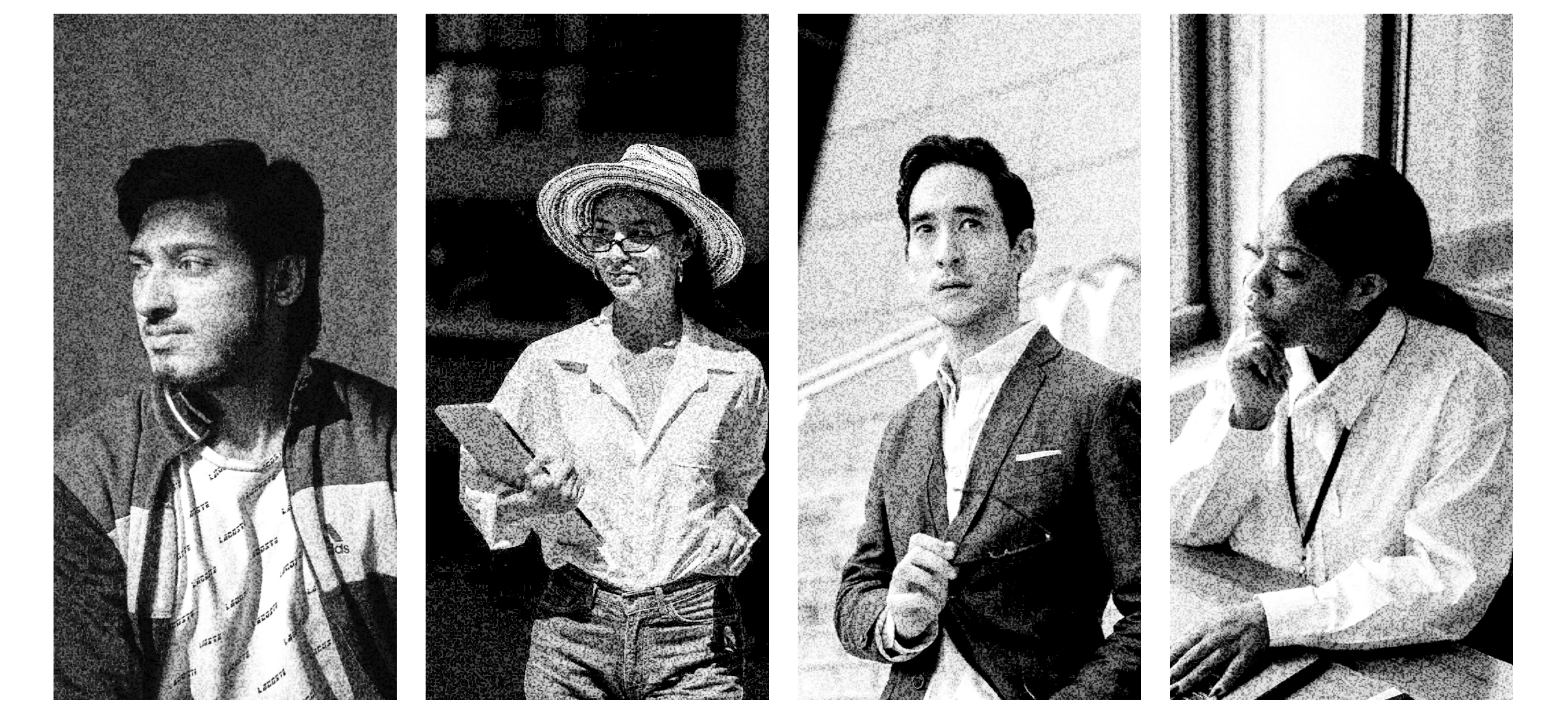 they are problem solvers Various people who are problem solvers with a focused look.